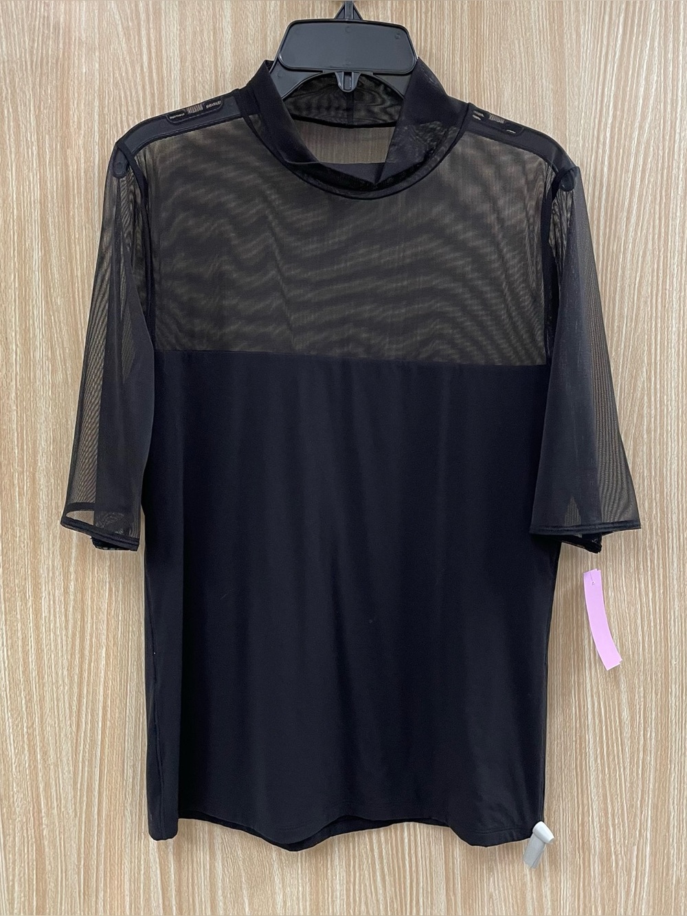 White House Black Market Black Sheer Top Size L
